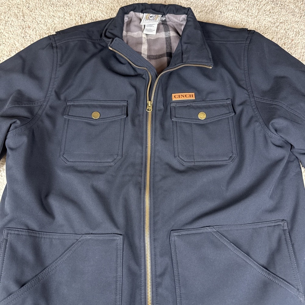 Cinch Men's Black Lined Jacket Concealed Carry Full Zip Logo Size XL